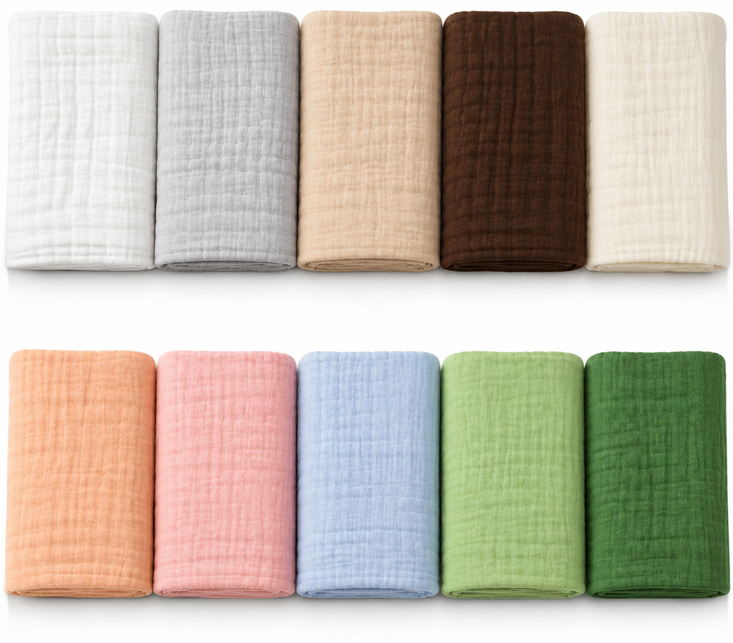 Muslin Burp Cloths — 10 Pack