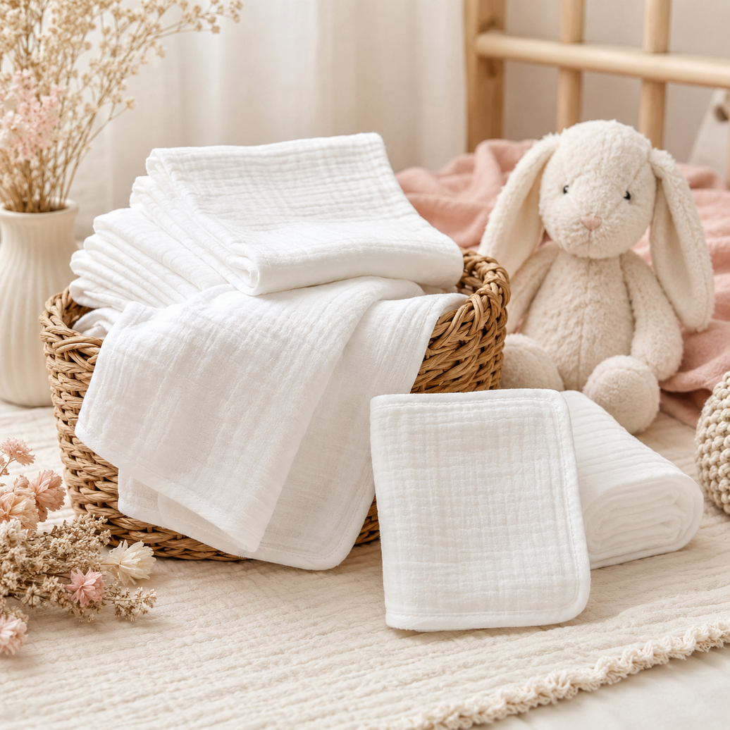 Muslin Baby Washcloths — 10 Pack