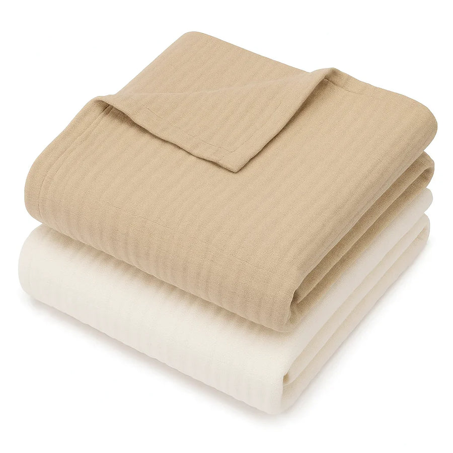 2 pack cotton muslin baby swaddle blankets 40 x 36 inches, soft breathable swaddling blankets for newborns