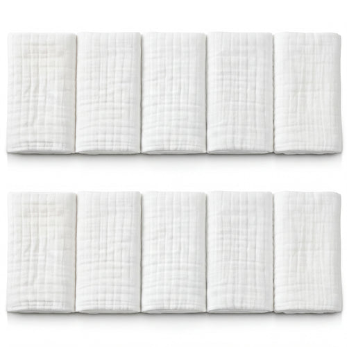 20" x 10" Muslin Burp Cloths – 10 Pack | Soft Cotton Baby Burp Cloths for Drooling & Everyday Use